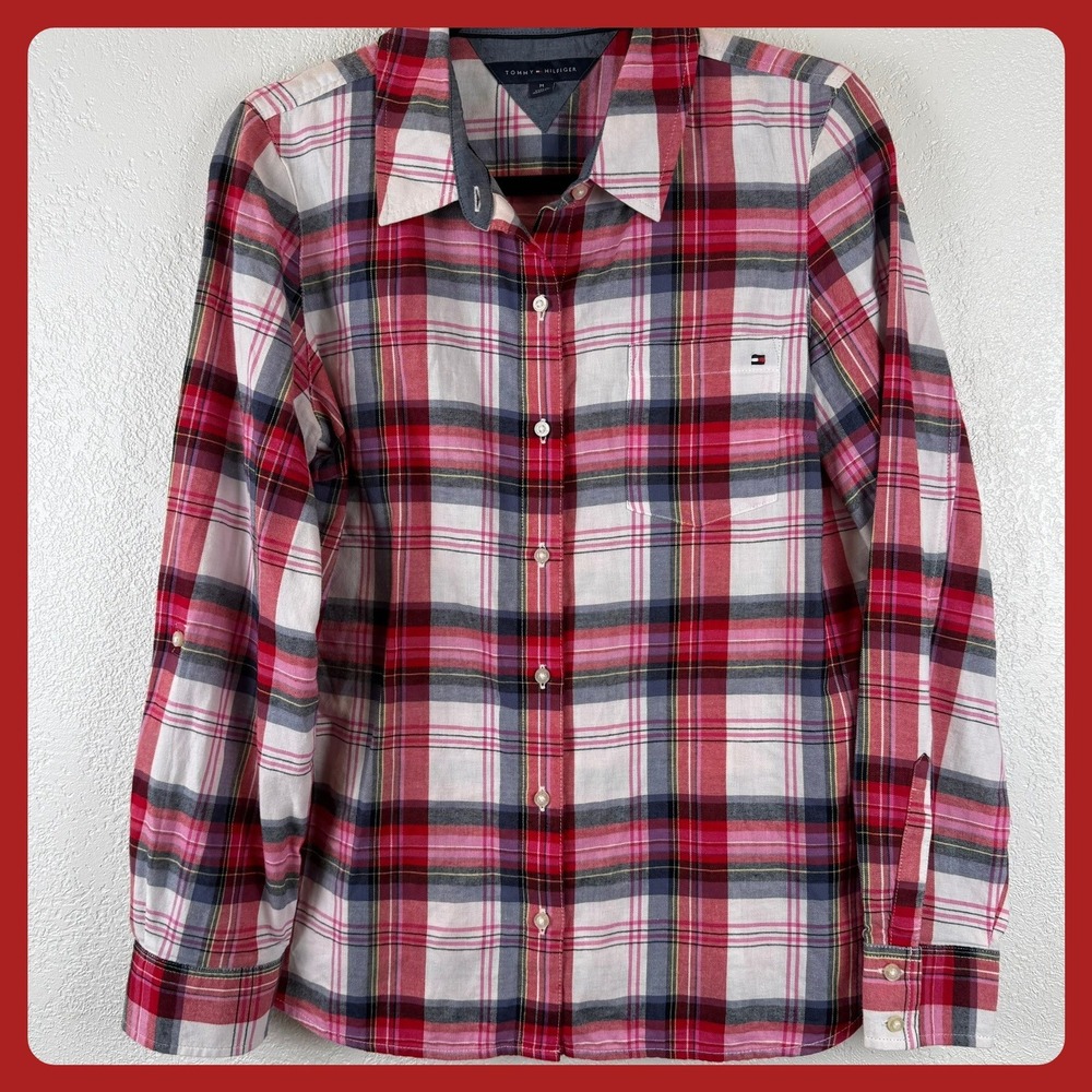 Tommy Hilfiger Women's Plaid Button Down Long Sleeve Shirt‎ Size M